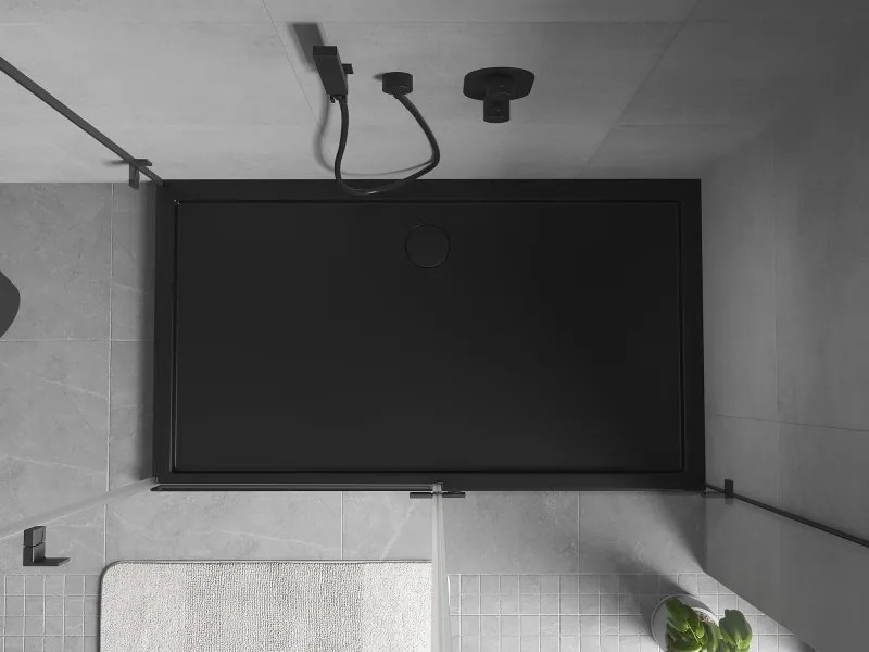 Mexen Flow, obdĺžniková sprchová vanička, slim, 80 x 160 cm, čierna matná, 46R708016