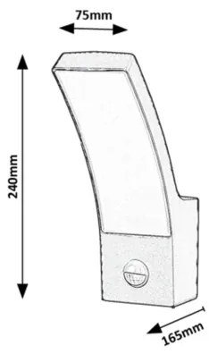 Rabalux 7505-LED Vonkajšie nástenné svietidlo so senzorom PALANGA 12W/230V IP44
