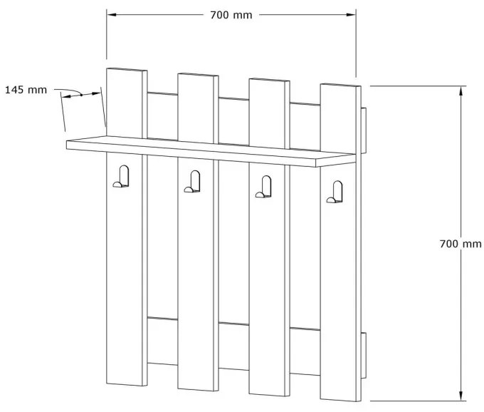 Nástenný vešiak s policou Carina 70 cm orech