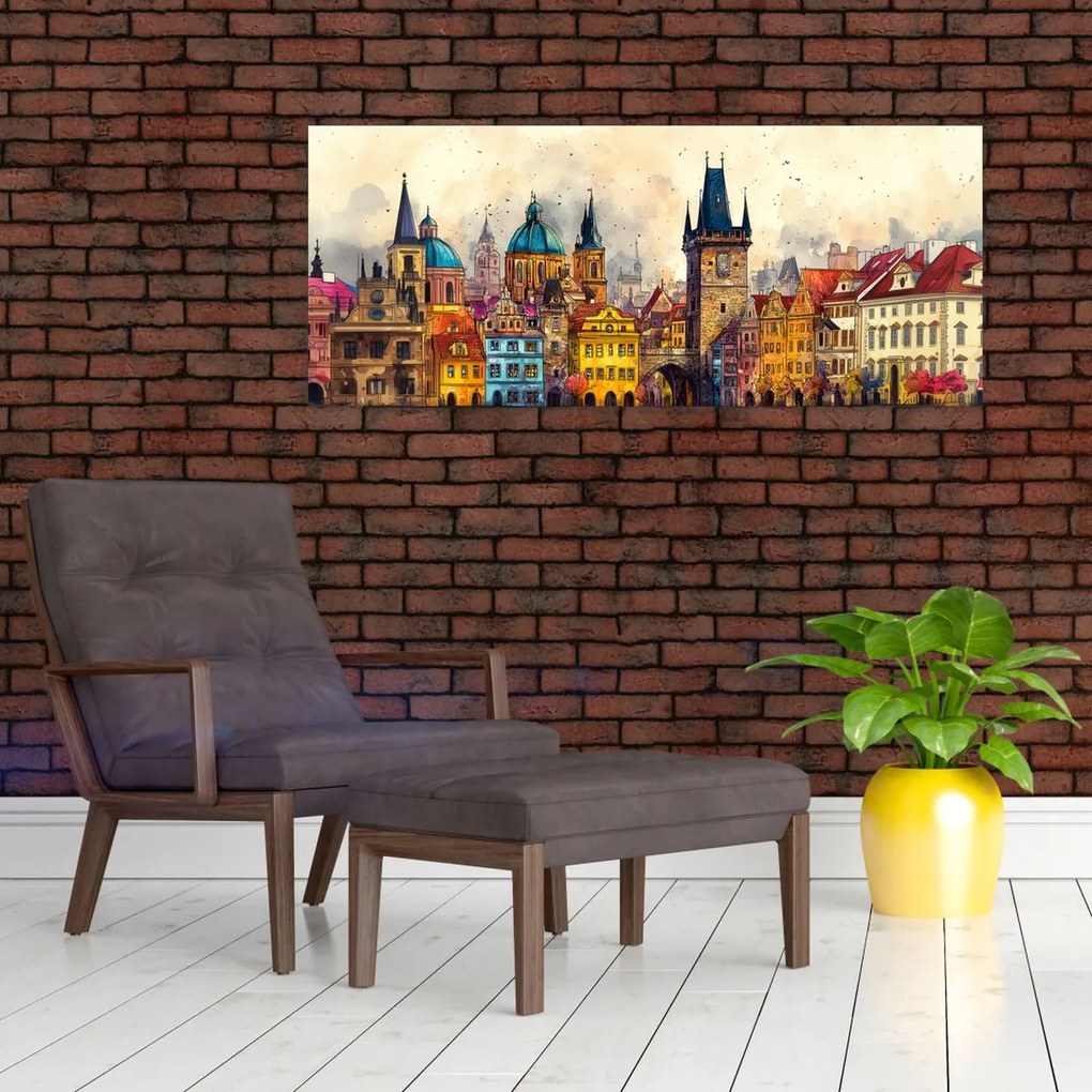 Obraz - Jeseň v maľovanom meste (120x50 cm)