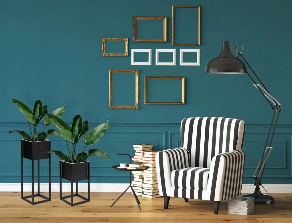 Kvetináč na stojane CONCOVE 40 cm čierny