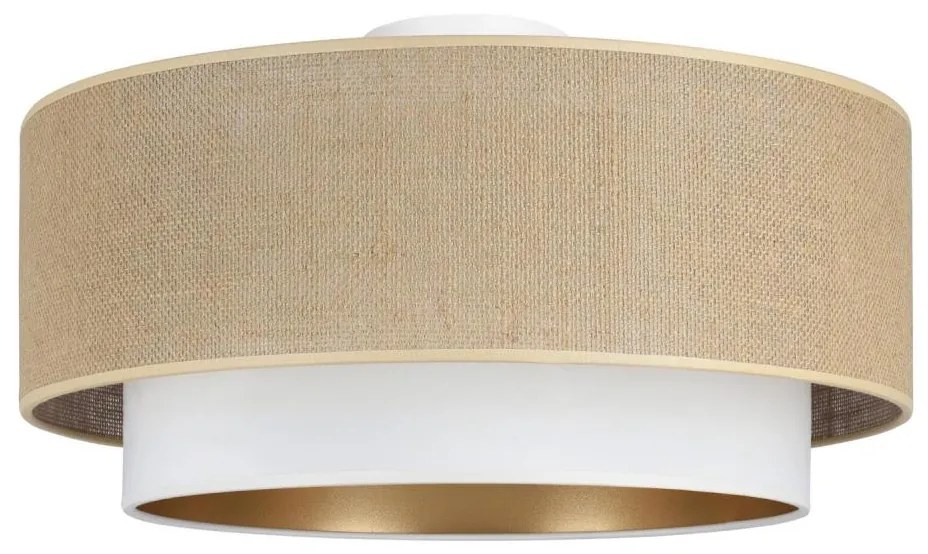 Stropné svietidlo SARTA 1×E27, 60 W, 230 V, priemer 45 cm, biela/juta