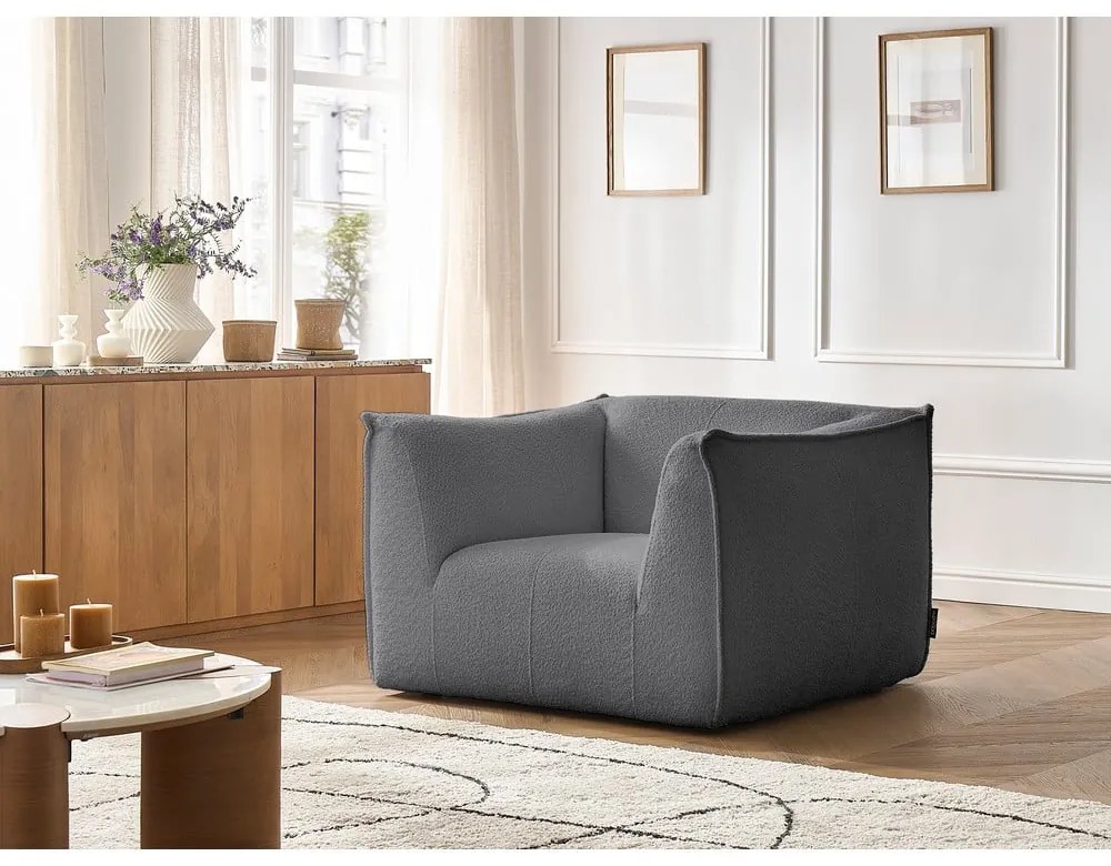 Tmavosivé kreslo z textílie buklé Giorgia – Bobochic Paris