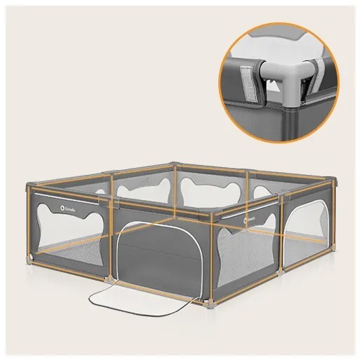 Lionelo - Hracia ohrádka WILLOW XL sivá