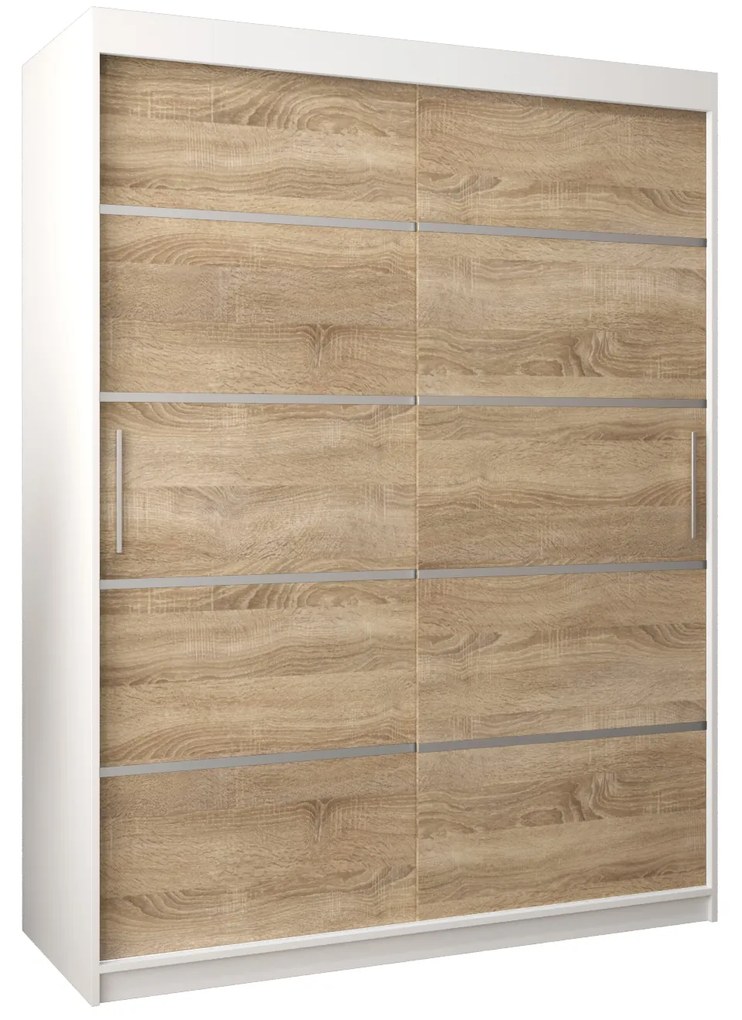Šatníková skriňa 150 cm Verika 1 150 (biela + dub sonoma). Akcia -28%. Vlastná spoľahlivá doprava až k Vám domov. 1063703