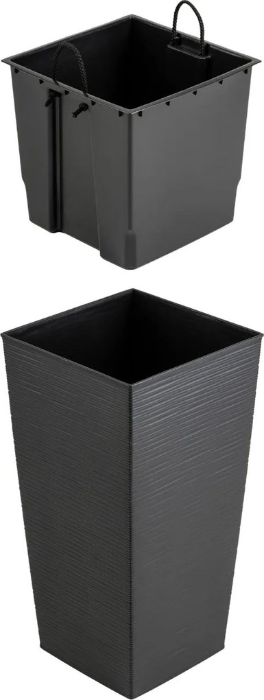 PLASTOVÝ KVETINÁČ PORTO RIFLO 57X29,5X29,5 CM ČIERNA