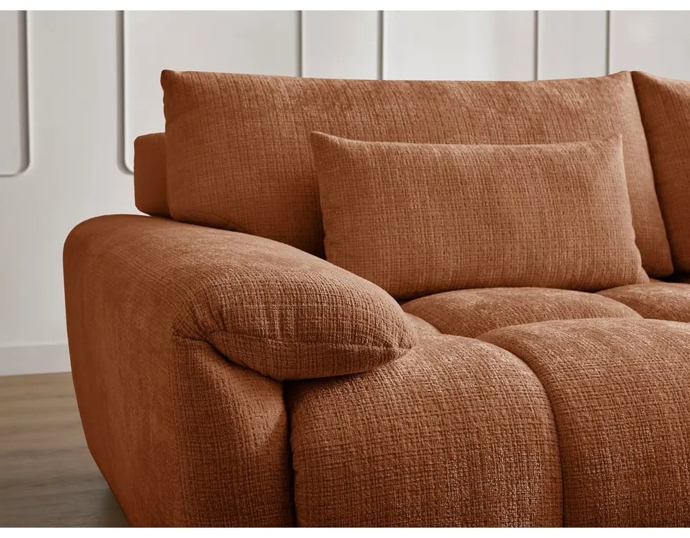 Ženilková pohovka v tehlovej farbe 264 cm Ivane – Bobochic Paris