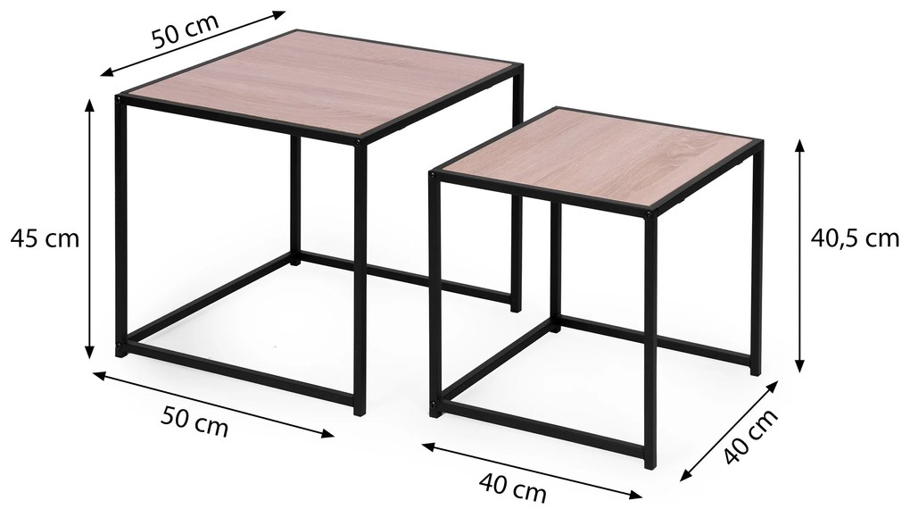 Sada 2 štvorcových konferenčných stolíkov, LOFTY