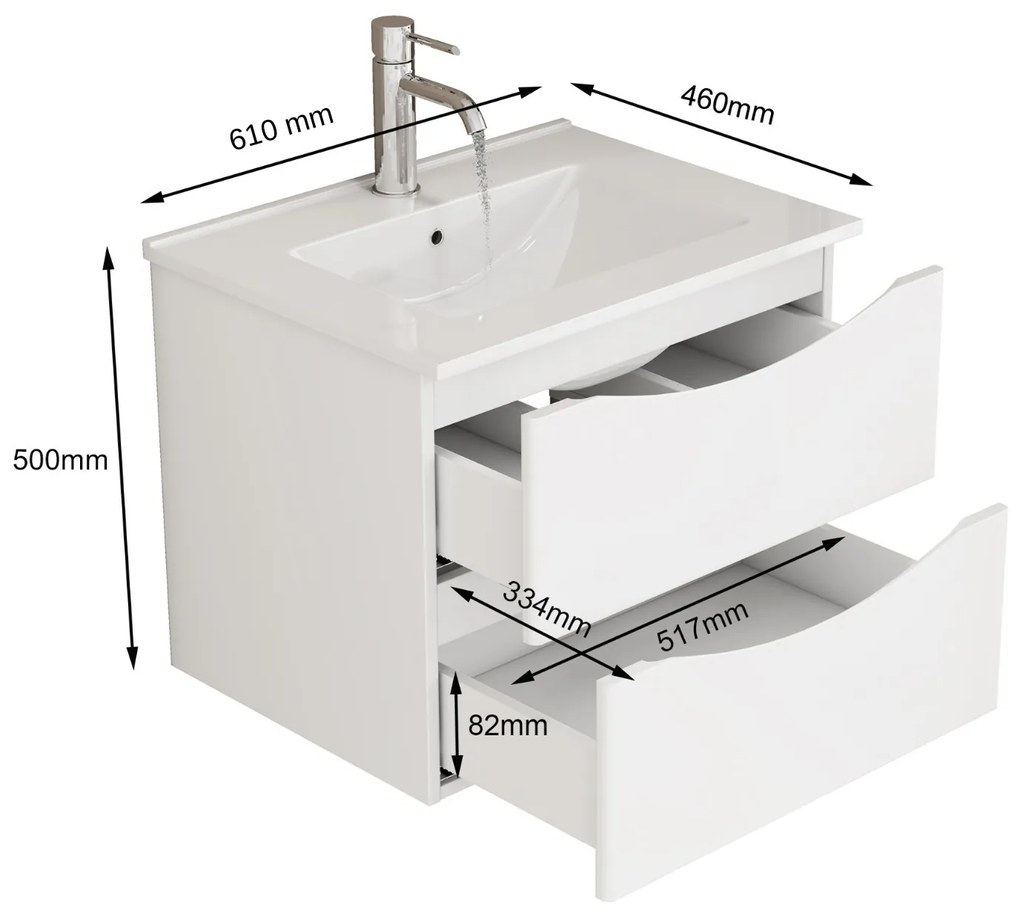 Závesná skrinka pod umývadlo Houseland Bravio 60 cm biela