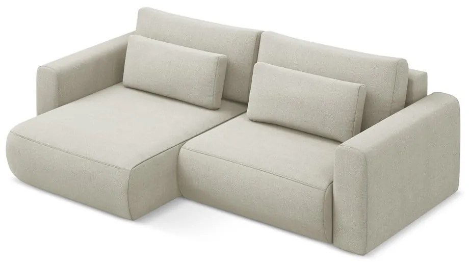 Béžová rozkladacia/s úložným priestorom rohová pohovka (ľavý roh/s leňoškou) Kapua – Makamii