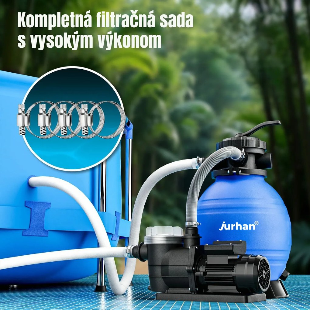 Piesková filtrácia k bazénu AQUA, 10 200 l/h, modrá Jurhan