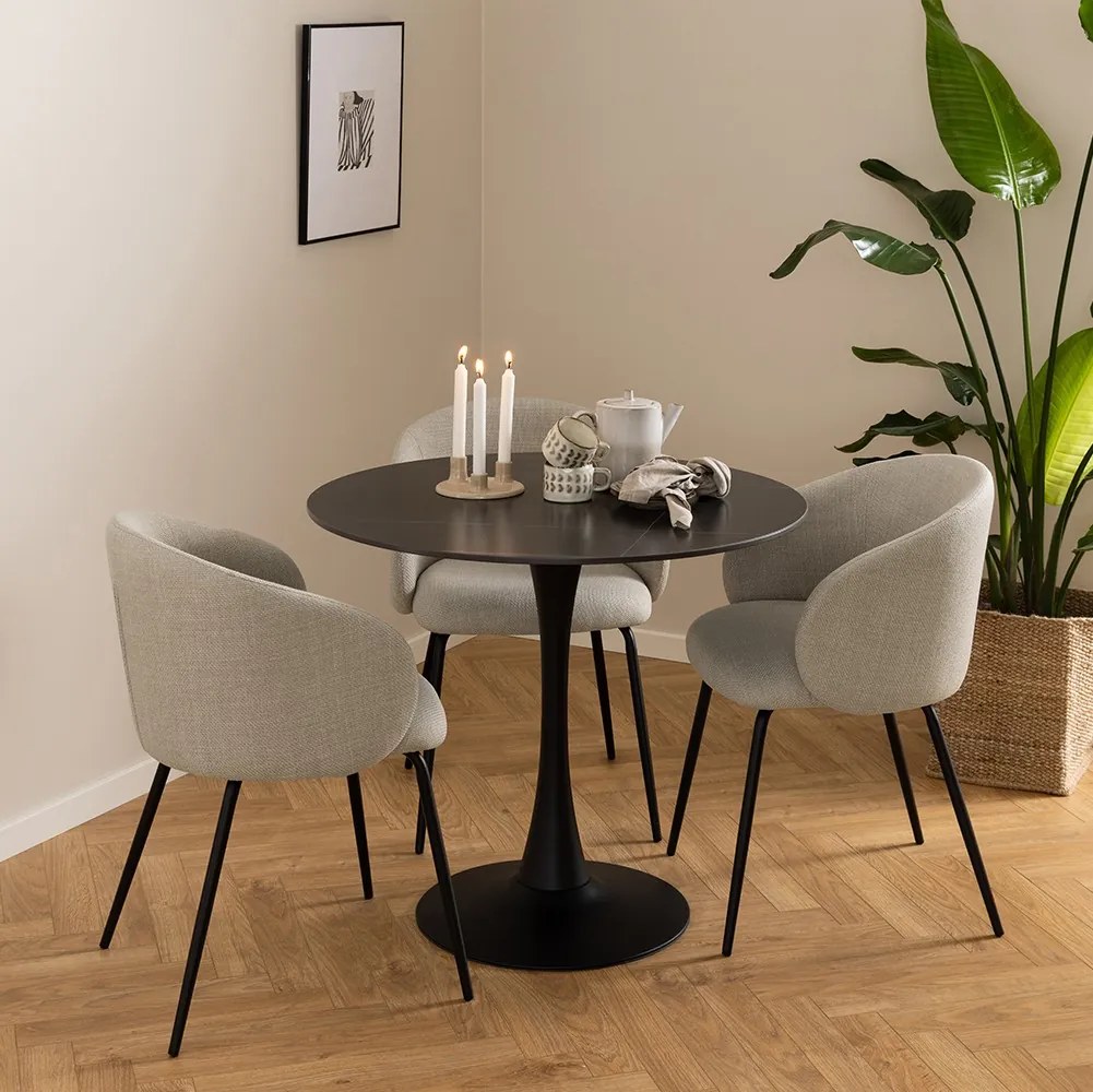 CLARA Béžová (látka Monza 24)/čierne nohy – MODERNÁ ČALÚNENÁ KRESLOVÁ STOLIČKA DO OBÝVAČKY/JEDÁLNE/KANCELÁRIE LOFT