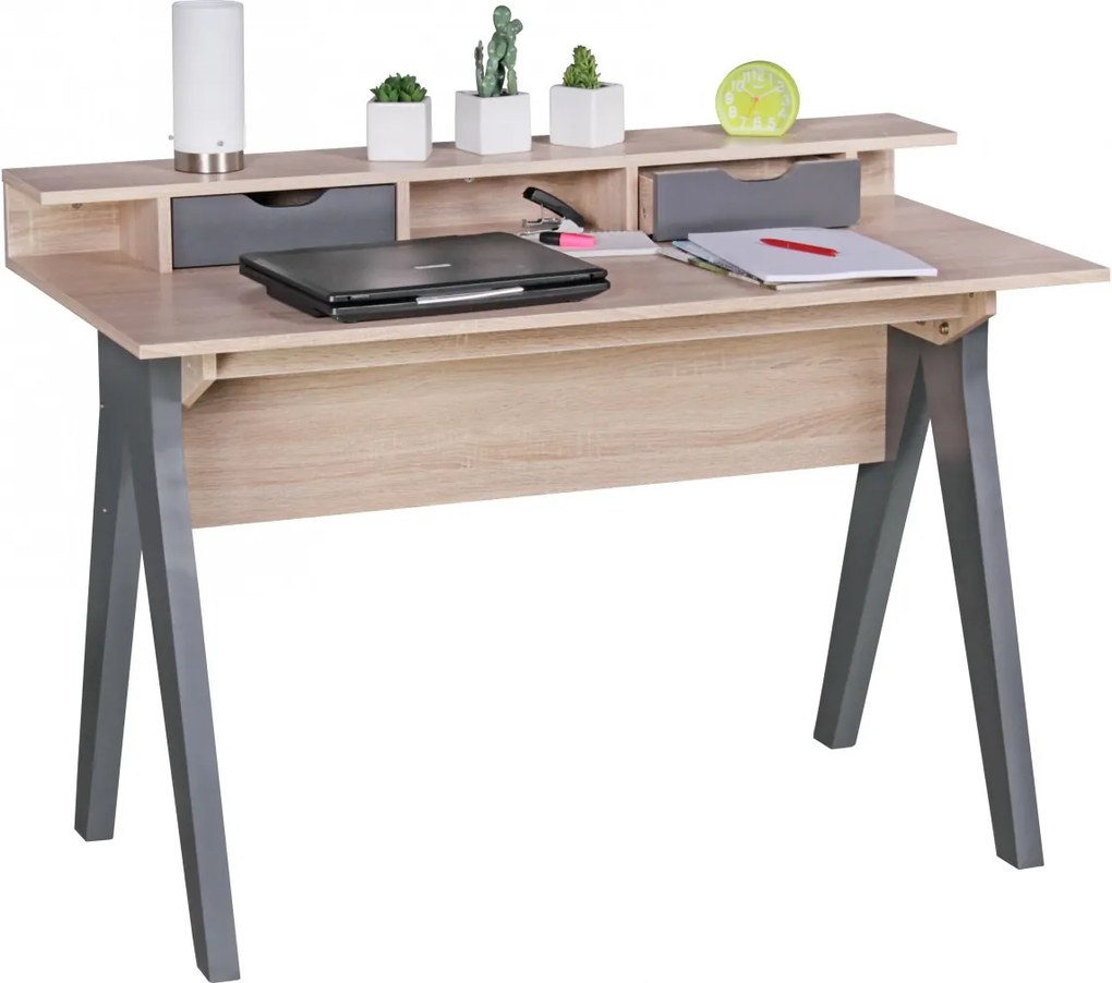 Písací stôl Samo, 120 cm, Sonoma dub/sivá