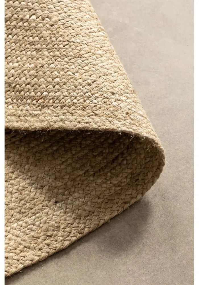 Slonovinový obojstranný jutový okrúhly koberec ø 200 cm Braided Ivory – Hanse Home