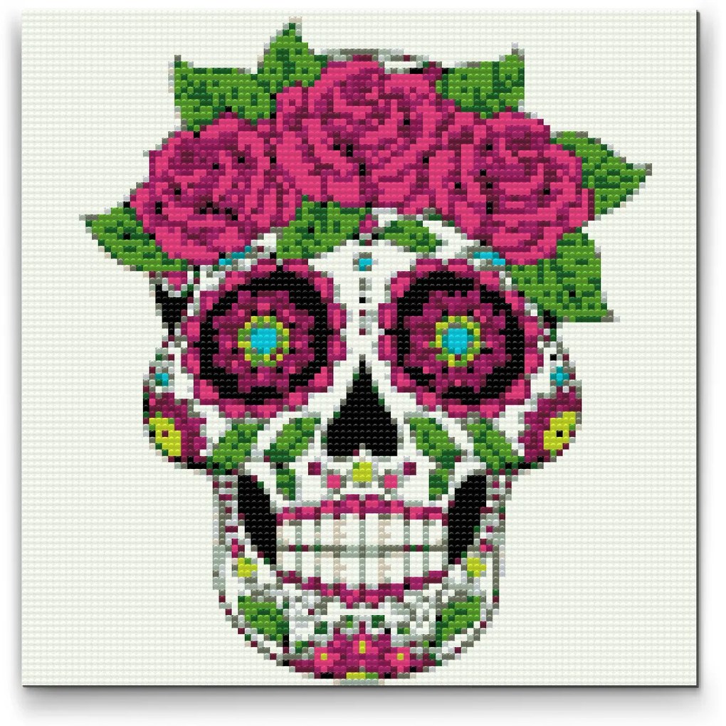 Gario Diamantové maľovanie Día de los muertos Rozmery: 50 x 50 cm, Rámovanie: Iba zrolované plátno, Diamanty: Štvorcové
