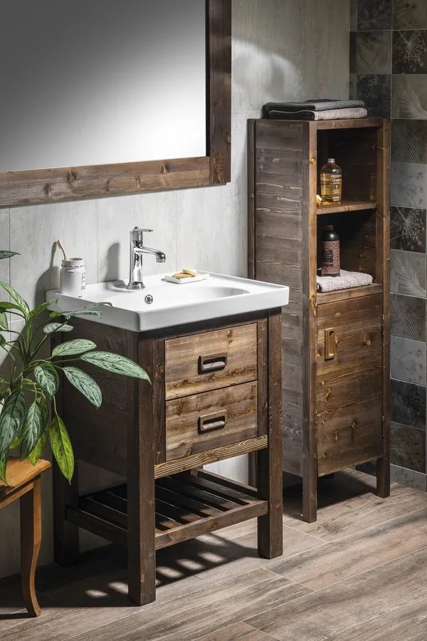 Sapho Sapho, BRAND umývadlová skrinka 130x73x50cm, morený smrek, BA131S