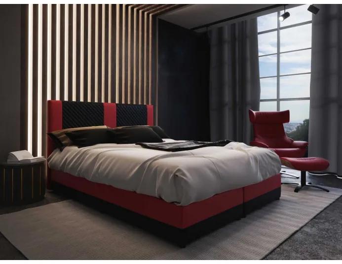 Moderná boxpringová posteľ PIERROT 160x200, čierna + červená