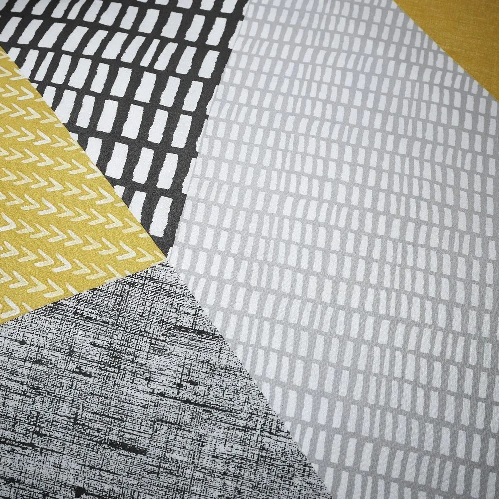 Žlté/sivé obliečky na jednolôžko 135x200 cm Larsson Geo – Catherine Lansfield