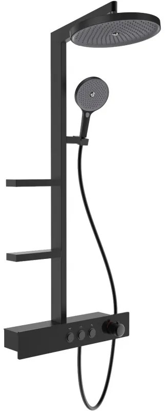 Mexen Plex, sprchová sada s ručnou a dažďovou hlavicou, čierna, 78103-70
