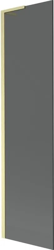 Mexen Next L, 1-krídlová vaňová zástena 50 x 150 cm, 6mm šedé sklo, zlatý matný profil, 895-050-000-03-40-55