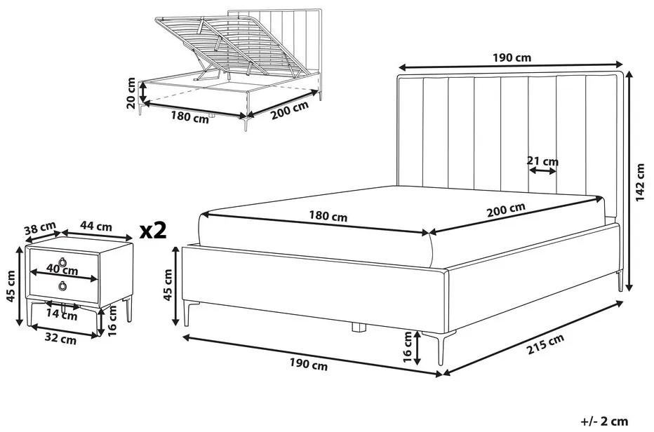 Manželská posteľ 180 cm s nočnými stolíkmi Saturnino (sivá) . Vlastná spoľahlivá doprava až k Vám domov. 1075872