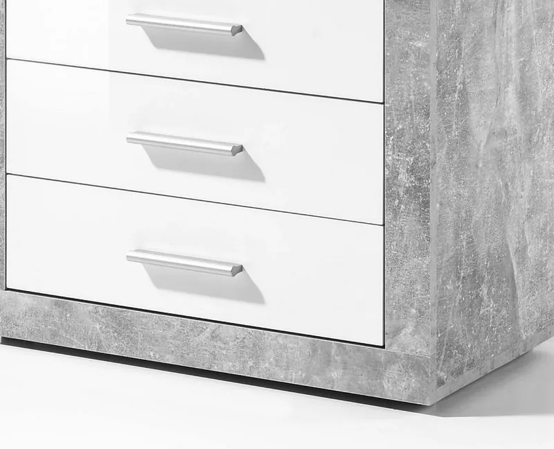 Zásuvková komoda Stone, betón/biela
