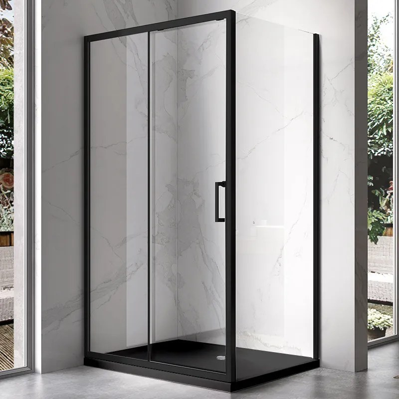 BPS-koupelny Obdĺžnikový sprchový kút KZ103A BL 100x80 čierny/transparent + vanička ST03A BL čierna