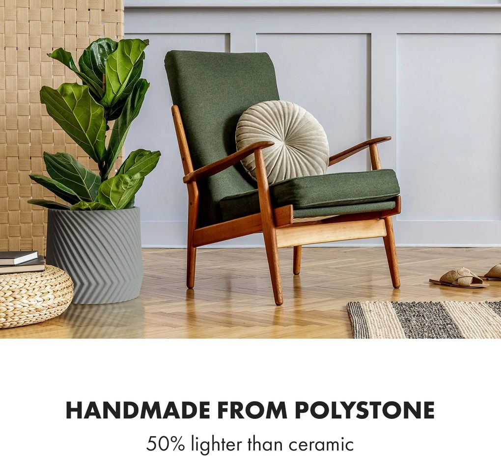 Fox & Fern Heusden, kvetináč, Polystone, vhodný pre rastliny, ručná výroba