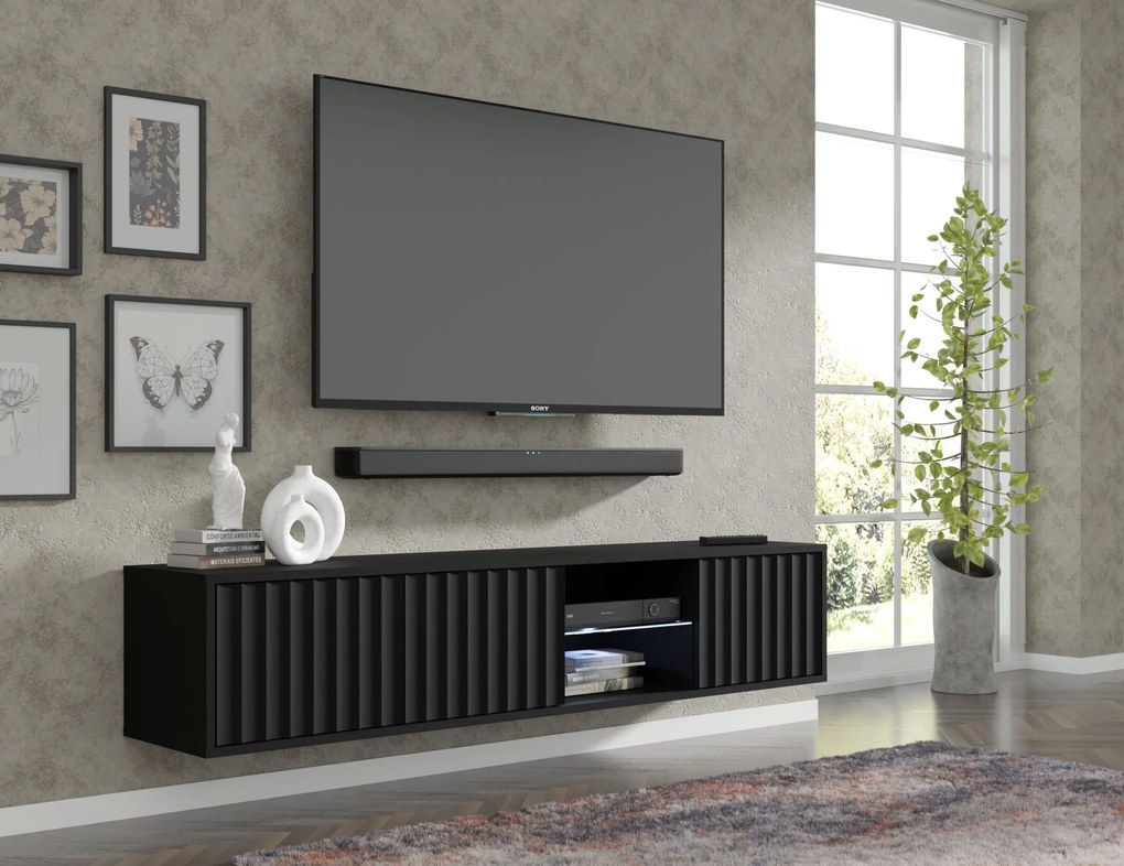 TV stolík/skrinka 156 Vinear (čierna). Akcia -20%. Vlastná spoľahlivá doprava až k Vám domov. 1125133