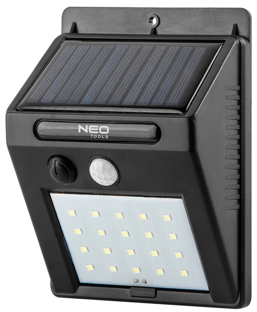 NEO TOOLS Solárna nástenná lampa 20 SMD LED 250 lm 99-055