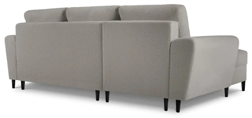 Svetlosivá rozkladacia/s úložným priestorom rohová pohovka z textílie buklé (ľavý roh/s leňoškou) Kyoto – Cosmopolitan Design