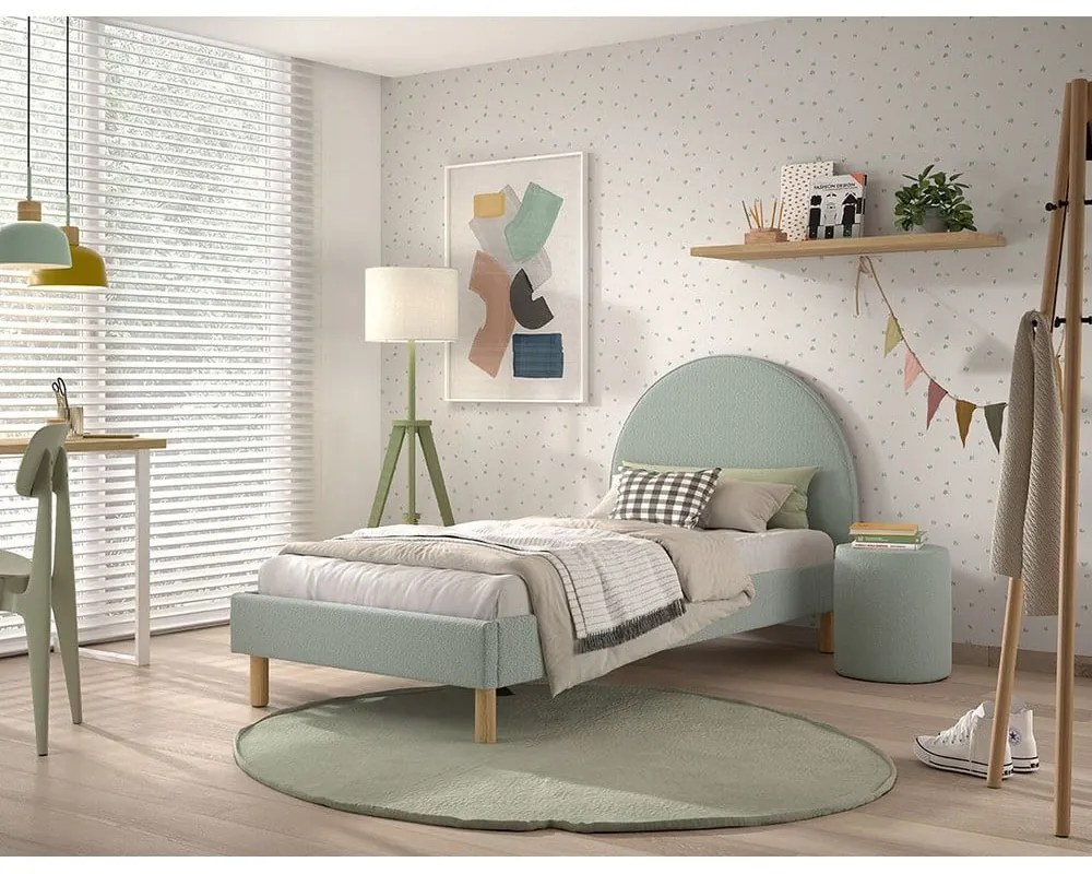 Zelená čalúnená jednolôžková posteľ s roštom 90x200 cm MOON – Vipack