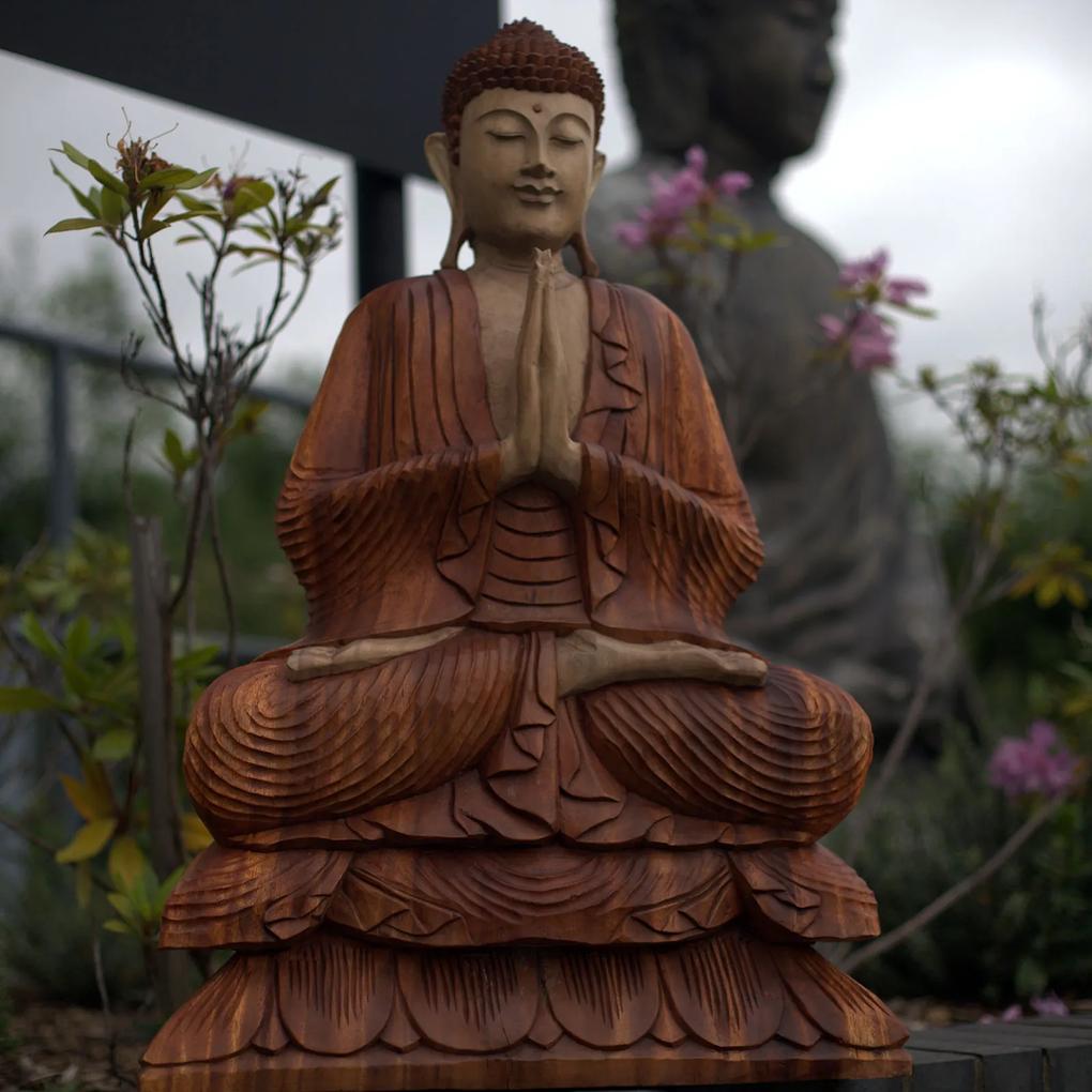 Ručne vyrezávaná socha Buddhu - Modliaci Buddha 60cm