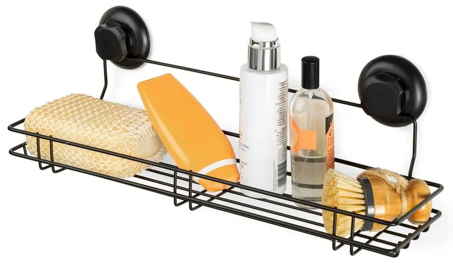 Čierna samodržiaca nástenná kuchynská polička Compactor Bestlock Black Kitchen Shelf, 45,5 x 12 cm