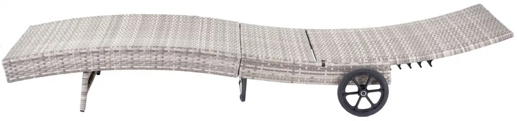 Lehátko HWC-D80, polyratan - sivá, vankúše tmavo šedé