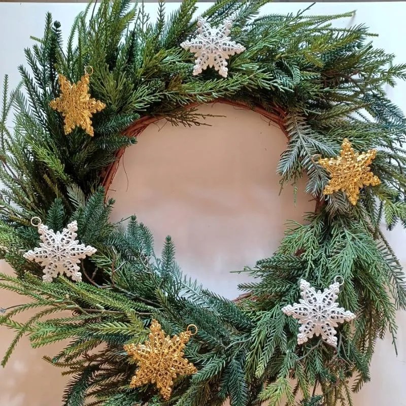 DECOLED Kovové vločky, 3 kusy, 10 x 7,7 cm, zlatá