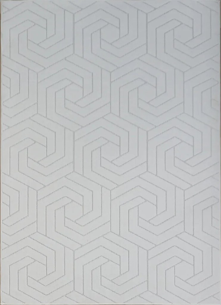 Koberec Zen Garden 2401 WHITE – biely obdĺžnikový koberec s vzorom Rozmer: 140x190 cm