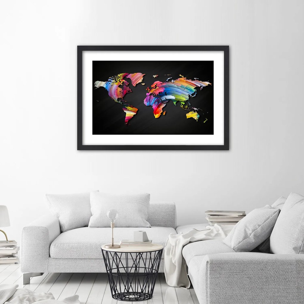 Gario Plagát Mapa sveta v rôznych farbách Farba rámu: Bez rámu, Rozmery: 60 x 40 cm