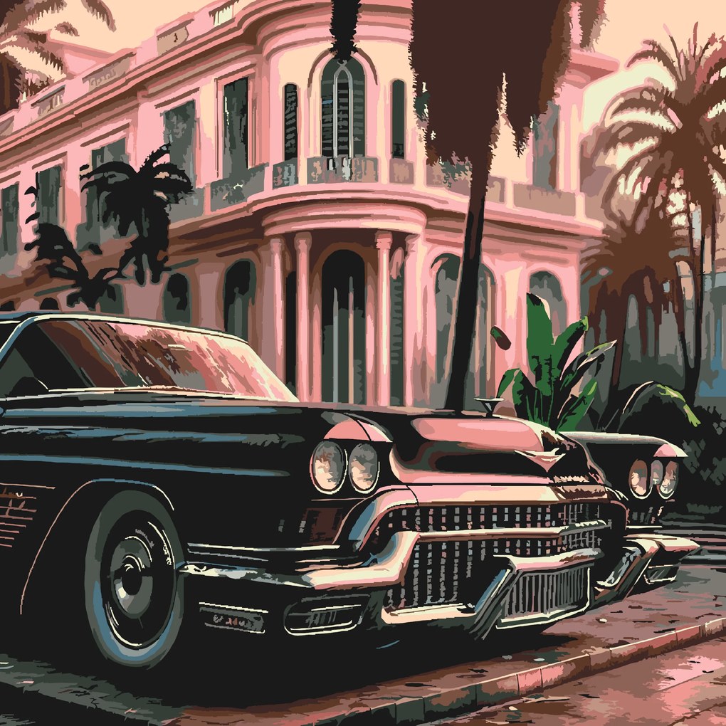 Gario Maľovanie podľa čísel Cadillac Rozmery: 80 x 80 cm, Rámovanie: Iba zrolované plátno