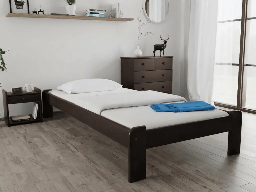 Posteľ Ada 90 x 200 cm, orech Rošt: Bez roštu, Matrac: Matrac COCO MAXI 20 cm