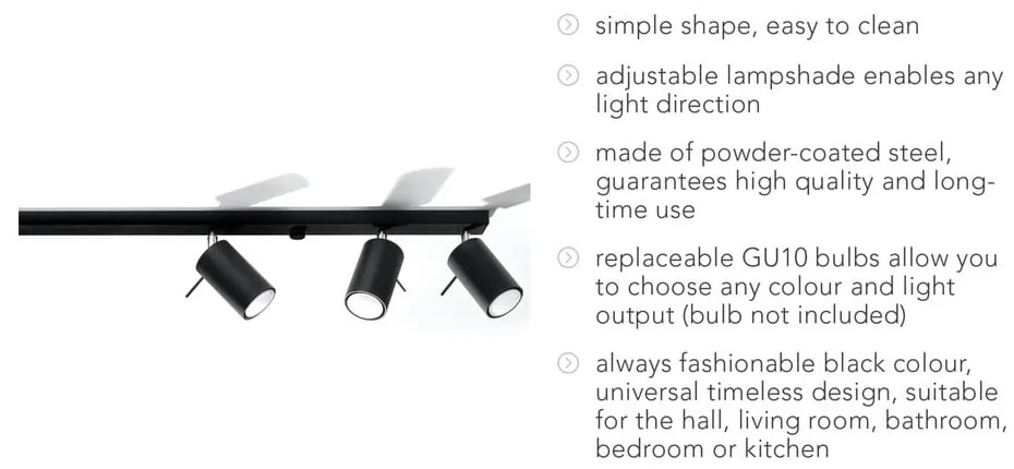 Čierne stropné svietidlo Sollux Etna 6L
