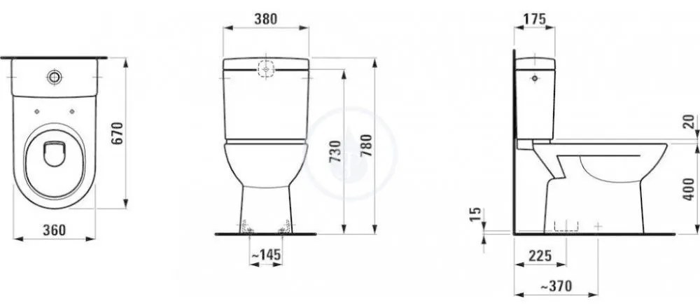 LAUFEN Pro WC kombi misa, 670 mm x 360 mm, biela H8249570000001