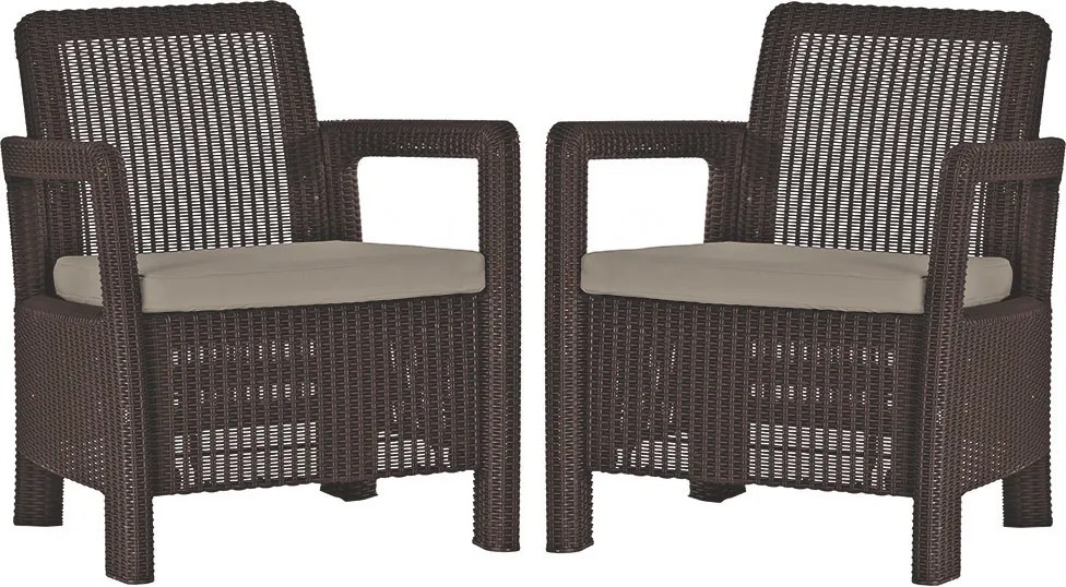 TARIFA 2x chairs hnedé + šedohnedá podušky