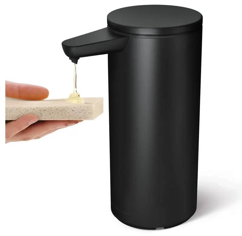 Matne čierny bezdotykový oceľový dávkovač mydla 414 ml – simplehuman
