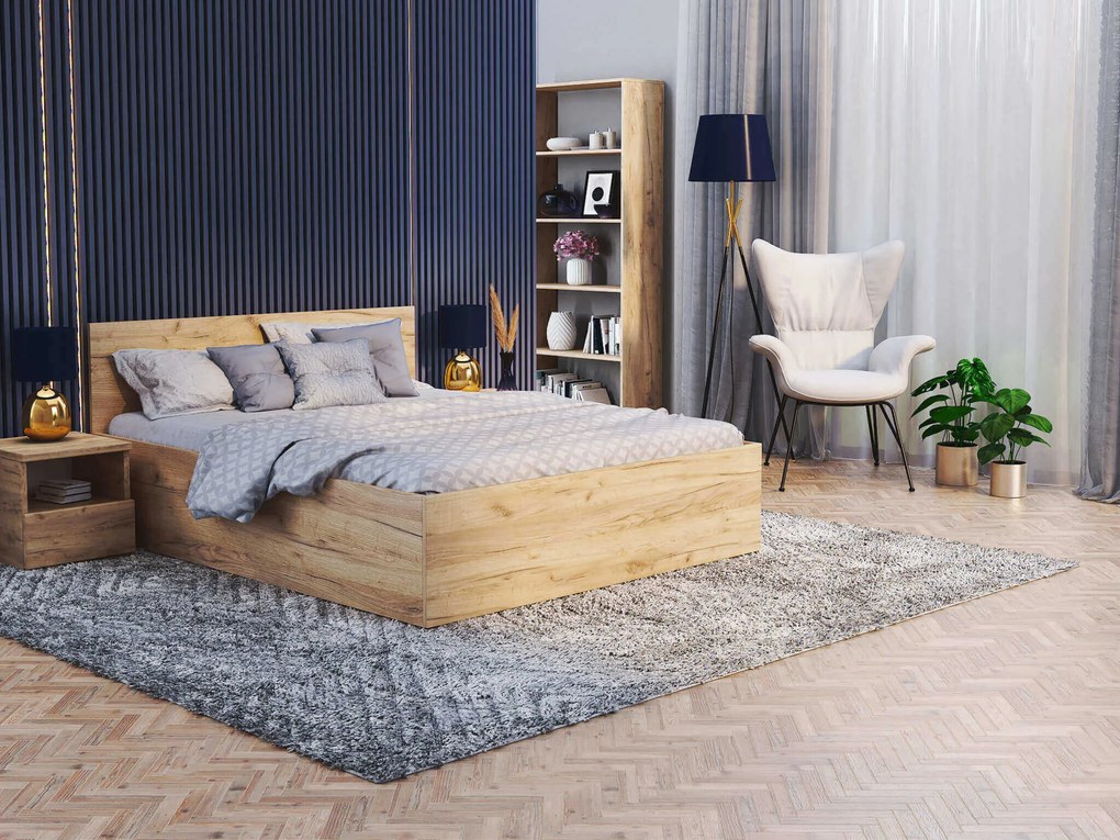 Manželská posteľ s úložným priestorom Buster - dub craft Rozmer: 160x200