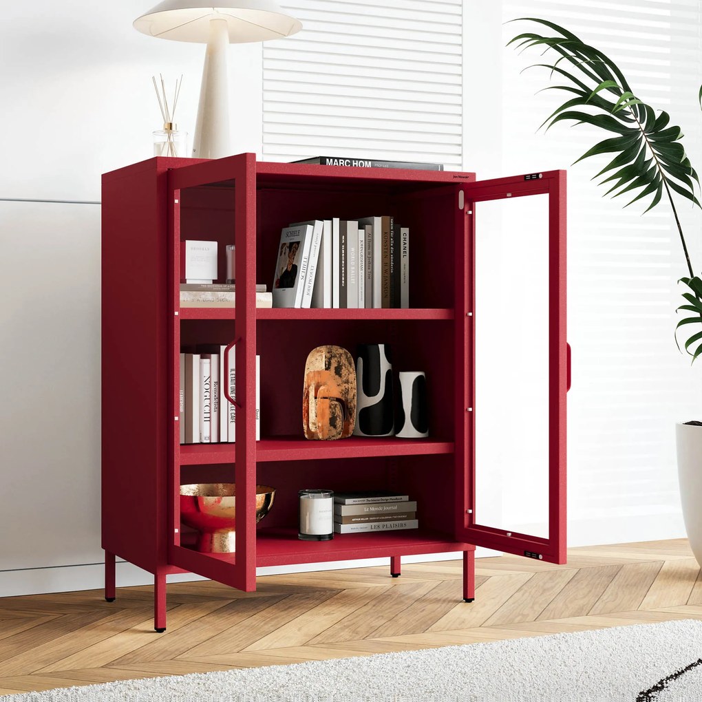 Vitrína GINA, 800 x 1015 x 400 mm, Modern: červená farba