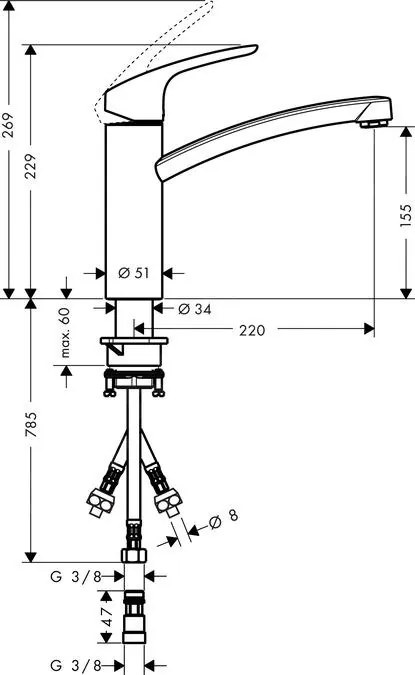 Hansgrohe Focus M41, drezová batéria, chrómová, HAN-31804000