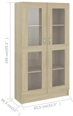 vidaXL Vitrína, dub sonoma 82,5x30,5x150 cm, drevotrieska-
