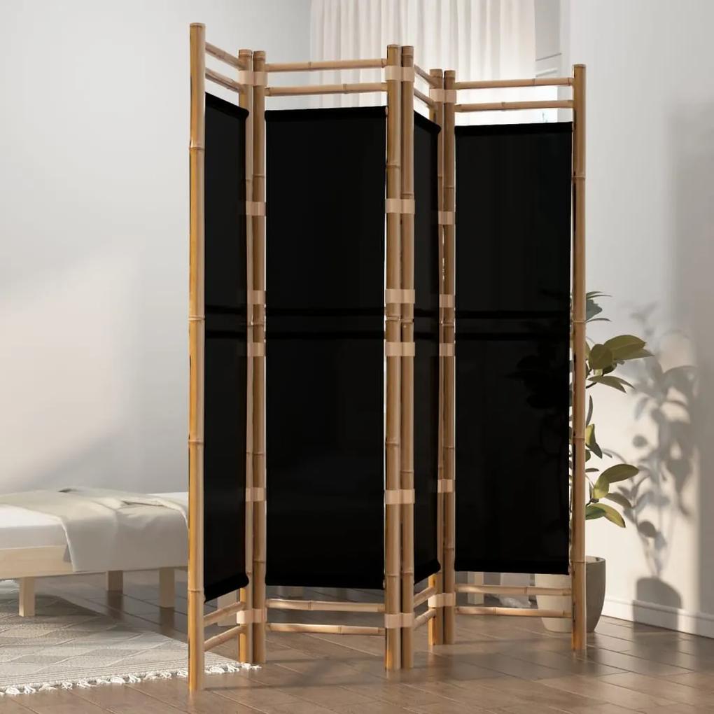 Skladací 4-panelový paraván 160 cm bambus a plátno 350628