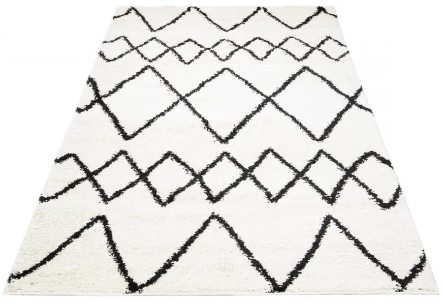 Kusový koberec shaggy Prata krémovo-čierny 240x330cm